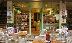 Exterior photograph of C'est Ici Restaurant in Kingly Court, Soho
